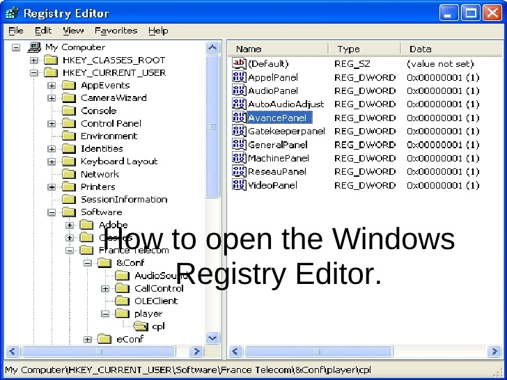 how to use registry editor